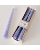 6 Bougies fines Twisto lilas clair - D.2x20 cm