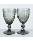 2 Verres à vin Aurora gris - D.9x17 cm