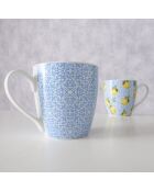 2 Tasses jumbo Capri bleu/blanc - 14x10x10 cm