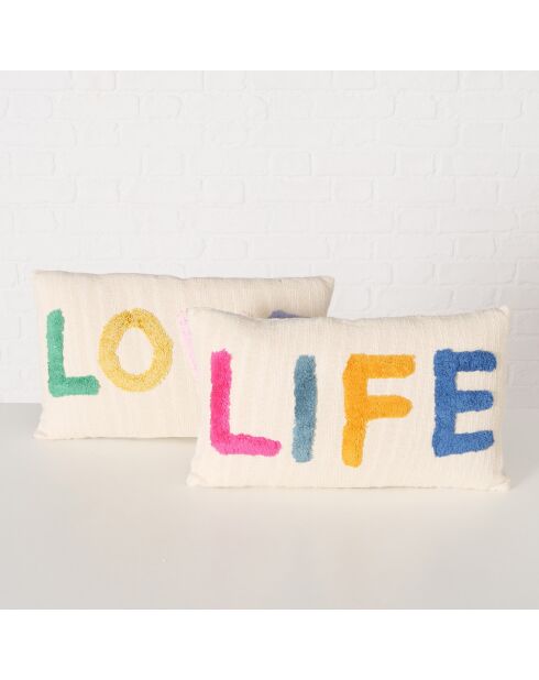 2 Coussins Love Life crème - 50x30x12 cm