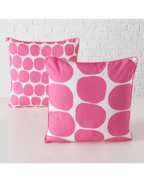 2 Coussins Bliss rose/blanc - 45x45x10 cm