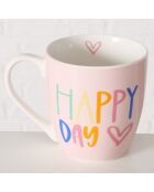 3 Tasses jumbo Happy multicolores - 9.5x13x10 cm