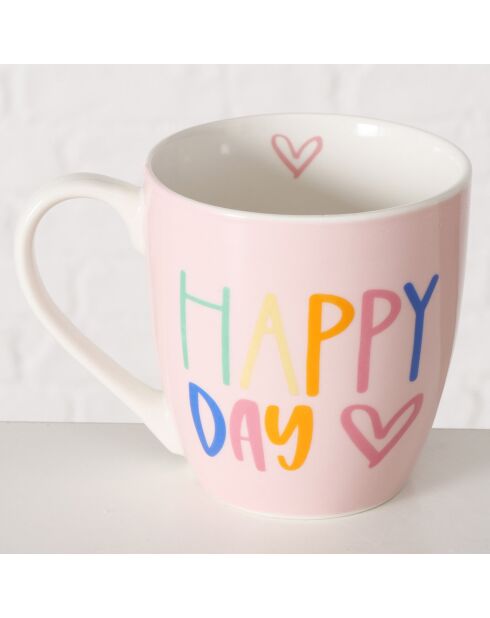 3 Tasses jumbo Happy multicolores - 9.5x13x10 cm