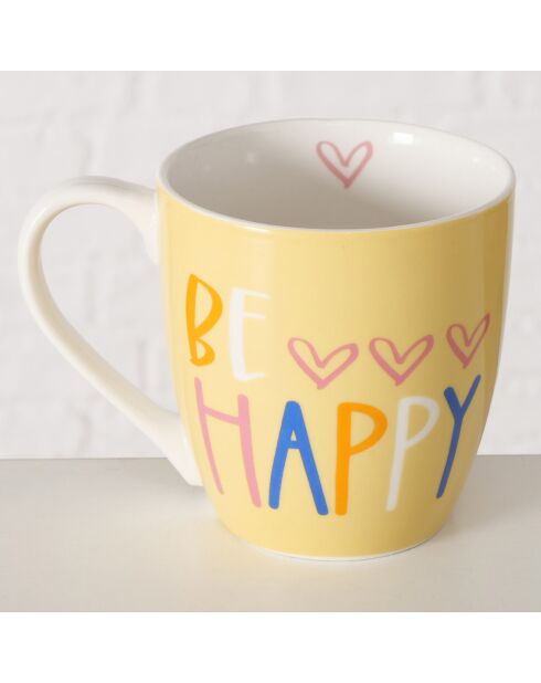 3 Tasses jumbo Happy multicolores - 9.5x13x10 cm