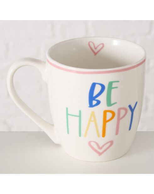 3 Tasses jumbo Happy multicolores - 9.5x13x10 cm