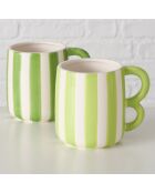 2 Mugs Bolero vert/blanc - D.13x10 cm