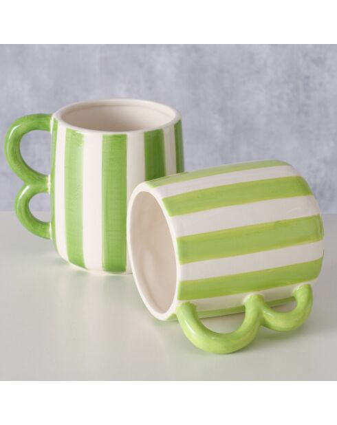 2 Mugs Bolero vert/blanc - D.13x10 cm