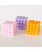 3 Bougies Bubble rose/violet/orange-jaune - 8x8x7.5 cm