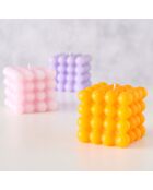 3 Bougies Bubble rose/violet/orange-jaune - 8x8x7.5 cm