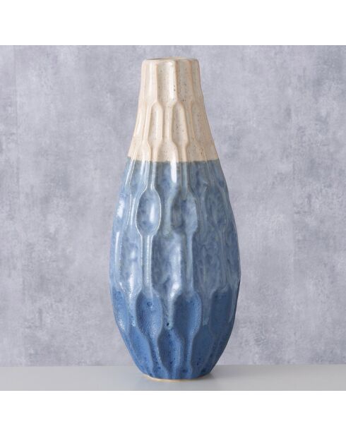 Vase Inma bleu/blanc - D.14x36 cm