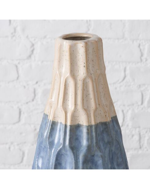 Vase Inma bleu/blanc - D.14x36 cm