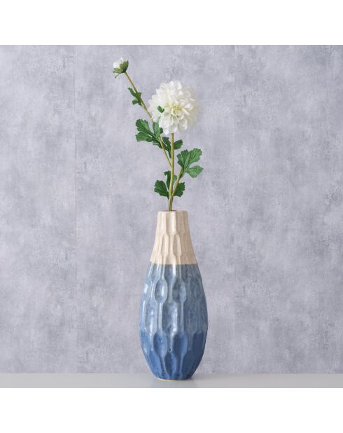 Vase Inma bleu/blanc - D.14x36 cm