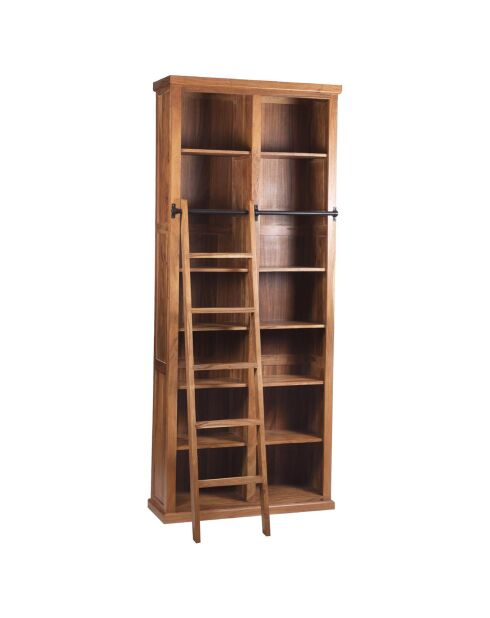 Bibliothèque ouverte échelle acacia emma marron - 100x35x240 cm