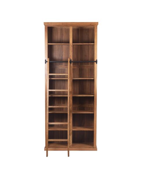 Bibliothèque ouverte échelle acacia emma marron - 100x35x240 cm