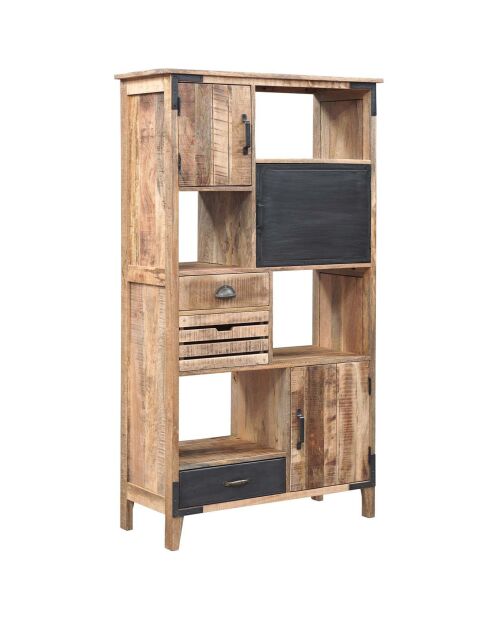 Bibliothèque à tiroirs manguier farm brun/miel - 95x40x170 cm