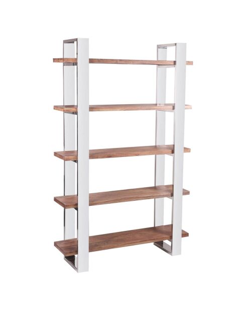 Stainless bibliothèque + pieds marron - 120x35x190 cm