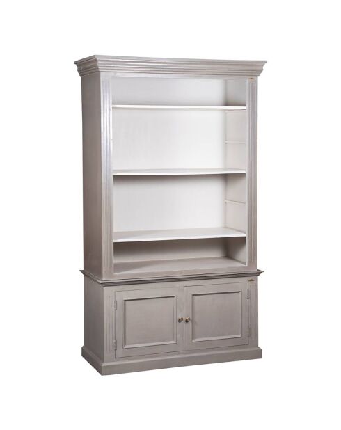 Bibliothèque 2 portes en acacia massif et plaquage marron - 130x55x220 cm