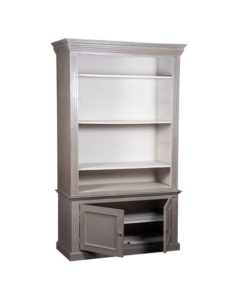 Bibliothèque 2 portes en acacia massif et plaquage marron - 130x55x220 cm