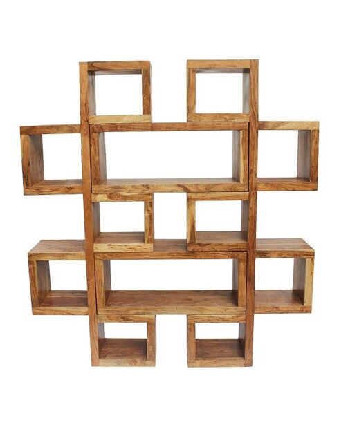 Bibliothèque asymétrique acacia greco miel - 75x30x185 cm