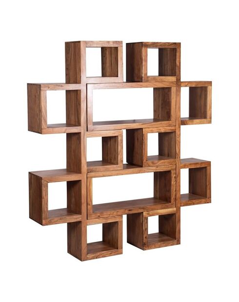 Bibliothèque asymétrique acacia greco miel - 75x30x185 cm