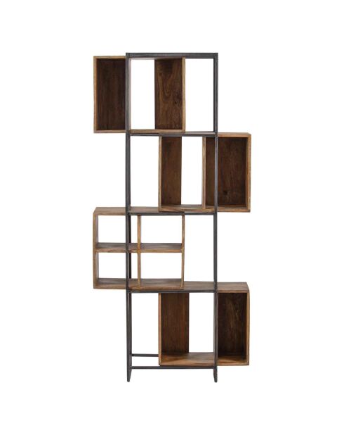 Bibliothèque 10 cases manguier stockholm naturel ciré - 85x35x180 cm