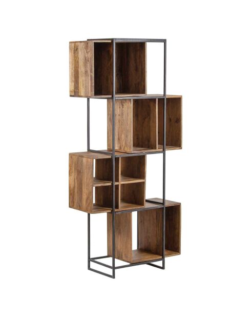 Bibliothèque 10 cases manguier stockholm naturel ciré - 85x35x180 cm