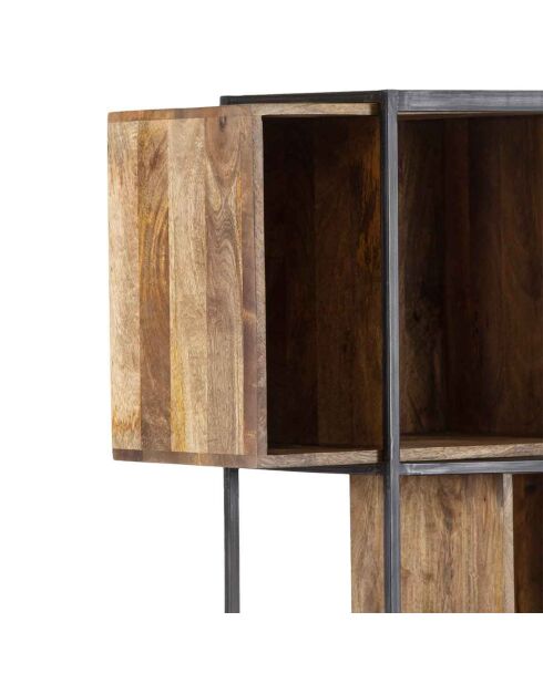 Bibliothèque 10 cases manguier stockholm naturel ciré - 85x35x180 cm