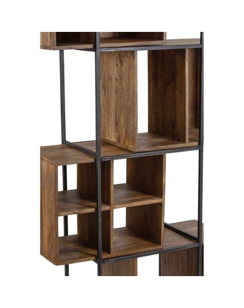 Bibliothèque 10 cases manguier stockholm naturel ciré - 85x35x180 cm