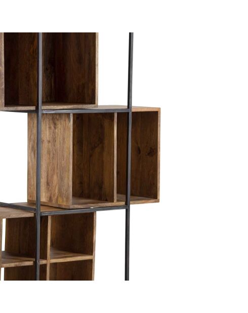 Bibliothèque 10 cases manguier stockholm naturel ciré - 85x35x180 cm