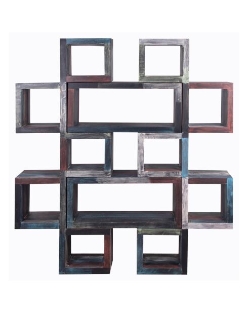 Bibliothèque asymétrique manguier pushkar multicolore - 75x30x185 cm