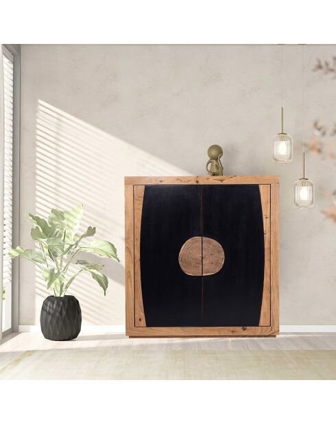 Buffet haut 2 portes acacia dimona marron - 130x45x140 cm