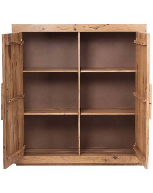 Buffet haut 2 portes acacia dimona marron - 130x45x140 cm