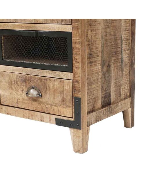 Buffet 2 portes 8 tiroirs manguier farm brun/miel - 190x45x90 cm
