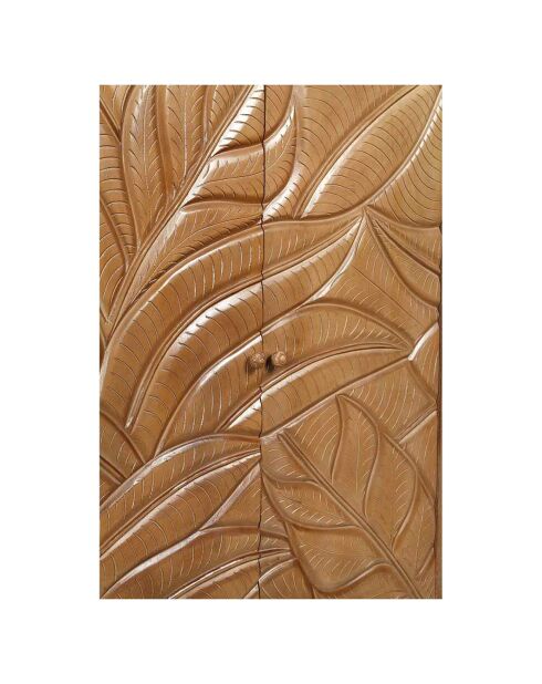 Buffet haut sculpté 2 portes manguier floria marron - 100x48x180 cm