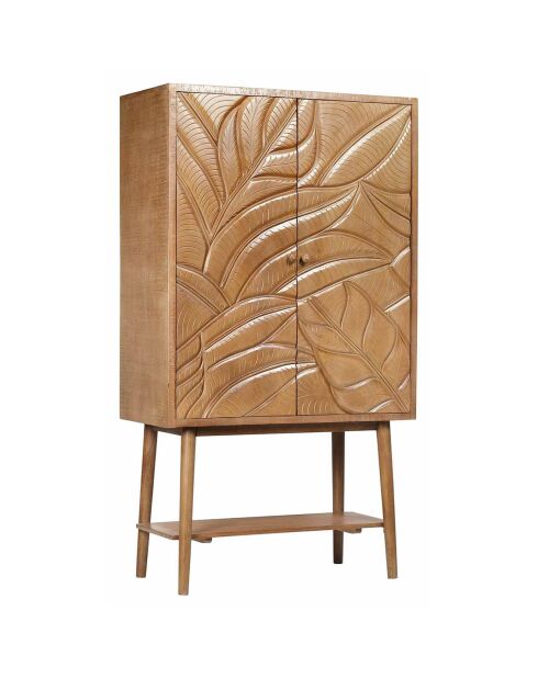 Buffet haut sculpté 2 portes manguier floria marron - 100x48x180 cm