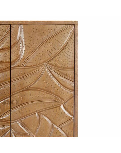 Buffet haut sculpté 2 portes manguier floria marron - 100x48x180 cm