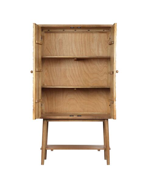 Buffet haut sculpté 2 portes manguier floria marron - 100x48x180 cm