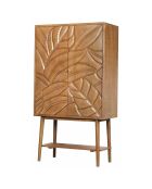 Buffet haut sculpté 2 portes manguier floria marron - 100x48x180 cm