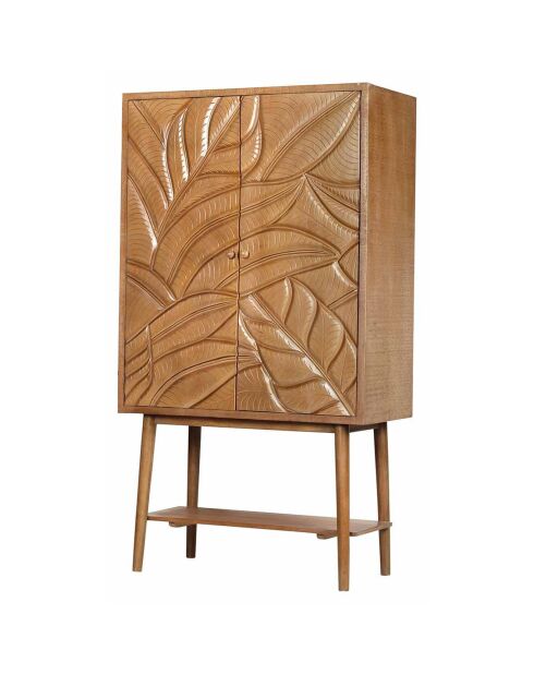 Buffet haut sculpté 2 portes manguier floria marron - 100x48x180 cm