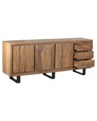 Buffet bas 3 portes 3 tiroirs acacia bunting marron - 200x44x80 cm