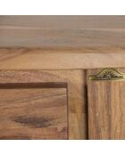 Buffet bas 3 portes 3 tiroirs acacia bunting marron - 200x44x80 cm