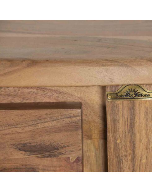Buffet bas 3 portes 3 tiroirs acacia bunting marron - 200x44x80 cm