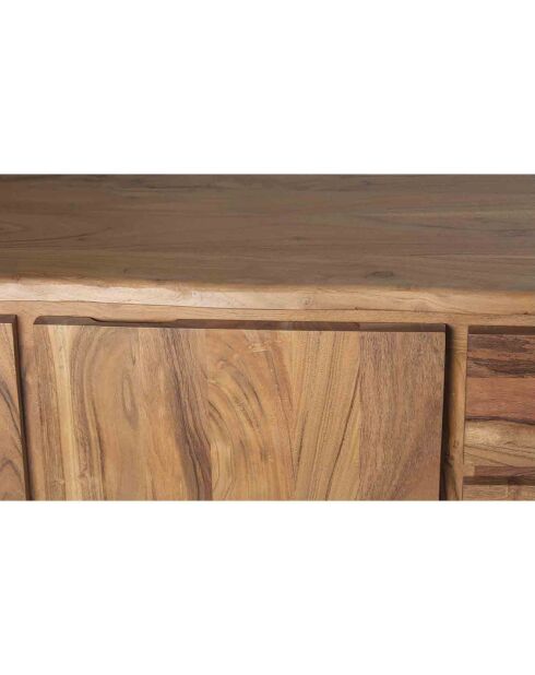 Buffet bas 3 portes 3 tiroirs acacia bunting marron - 200x44x80 cm