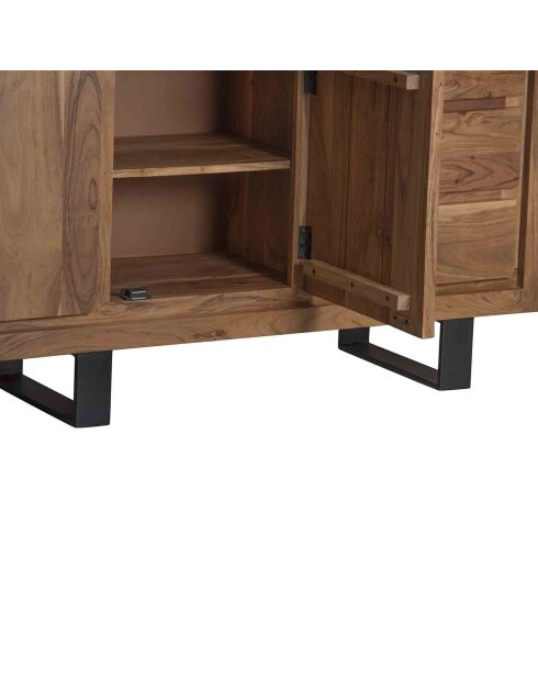 Buffet bas 3 portes 3 tiroirs acacia bunting marron - 200x44x80 cm