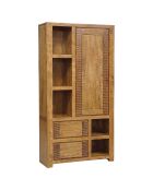 Buffet bibliothèque bois strié acacia verone marron - 108x40x208 cm