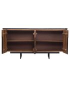 Buffet bois plateau marbre noir manguier kfir naturel ciré - 160x40x75 cm