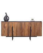 Buffet bois plateau marbre noir manguier kfir naturel ciré - 160x40x75 cm
