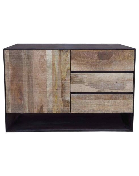 Petit buffet design bois bicolore manguier kabir naturel - 110x40x75 cm