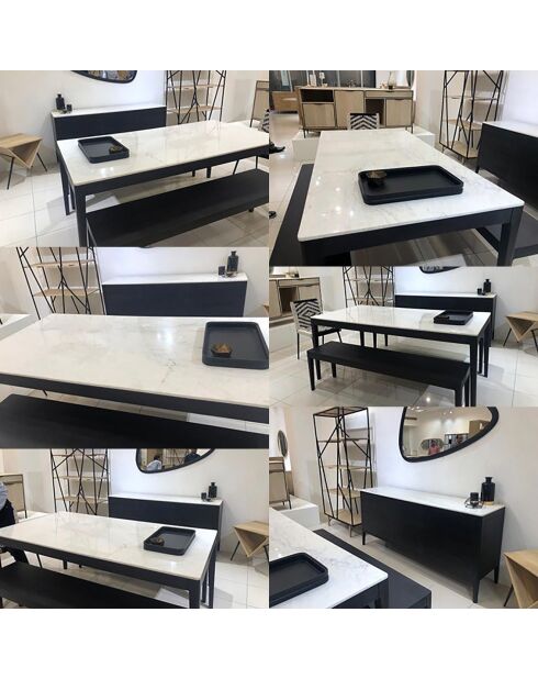 Buffet bois plateau marbre manguier amsterdam marron - 175x45x80 cm
