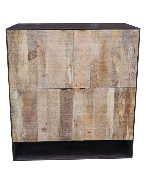 Buffet haut design bois bicolore manguier kabir naturel - 100x40x110 cm